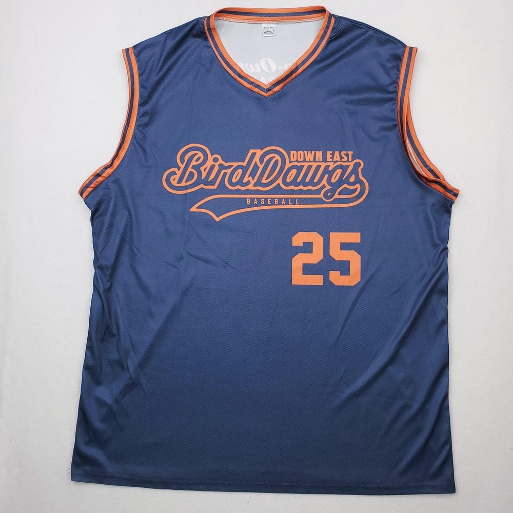 Down East Bird Dawgs Shirt Mens 3xl Navy Baseball Sleeveless Jersey Mesh 25 Blue